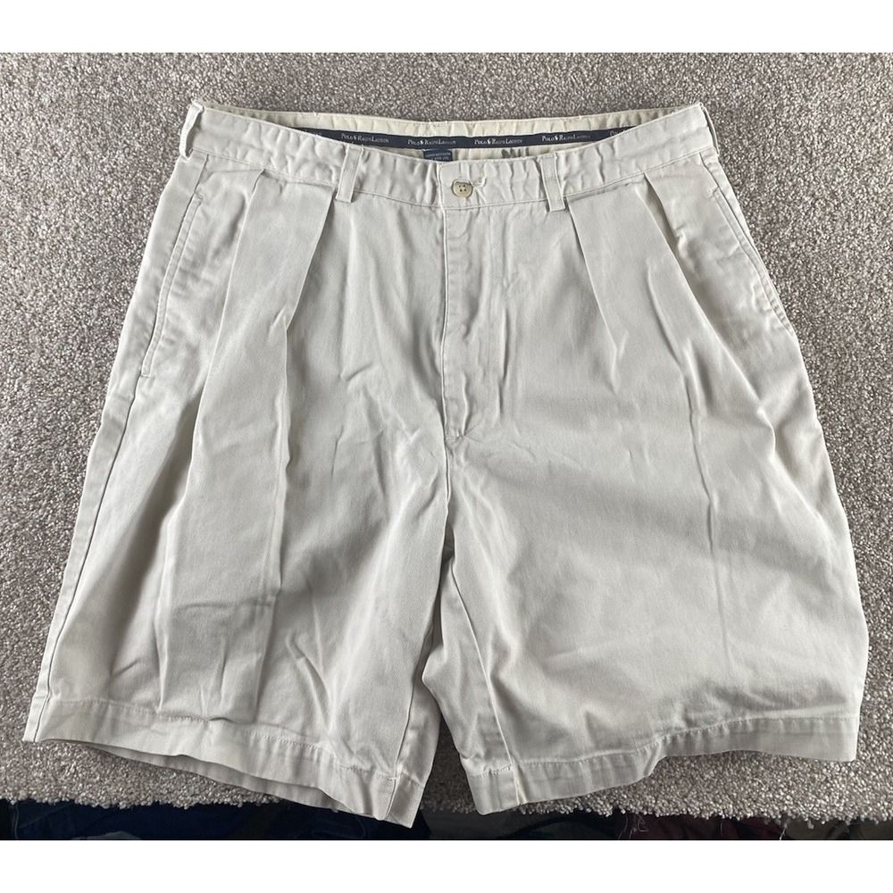 Polo Ralph Lauren Chino Khaki Shorts Mens 34 Cotton Preppy 9" Casual Cool Read